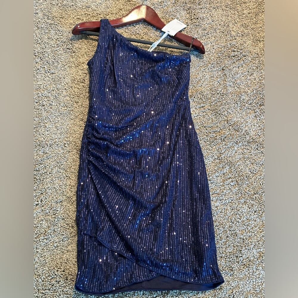 Grace Karin Blue Sequin One Shoulder Cocktail Dress Women’s Small NWT - Picture 1 of 8